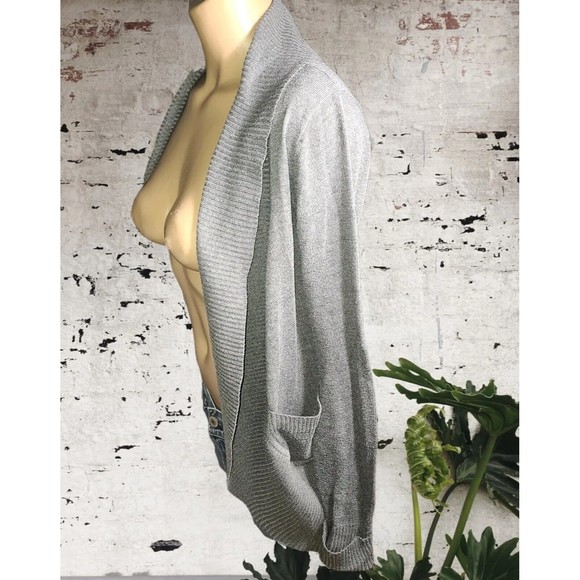 Say What? Vintage Open Front Textured Cardigan Gray Size S Cotton Poly Blend - Picture 2 of 5